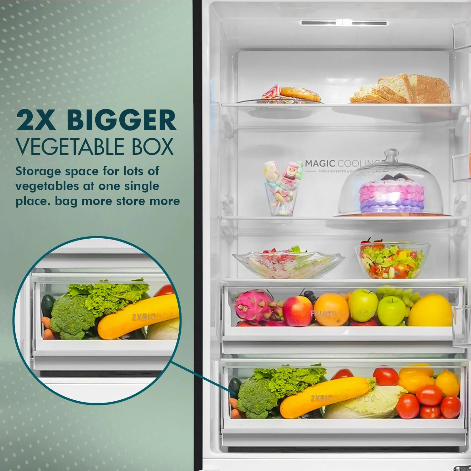 Haier 325 Litres 2 Star Convertible 14-in-1 Triple Inverter &amp; Fan Motor Technology, with Display Frost Free Double Door Refrigerator (HRB-3752PKG-P Black Glass, 2024 Model) - Image 4