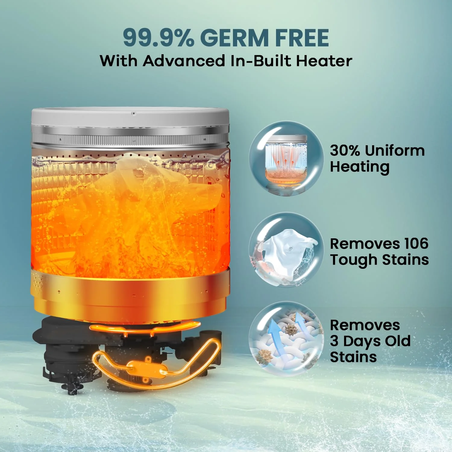 Haier 8 Kg 5 star Fully Automatic Top Loading Washing Machine HWM80-H826S6, Starry Silver, Butterfly Shape Heater, Oceanus Wave Drum,Near Zero Pressure, Toughened glass) - Image 9