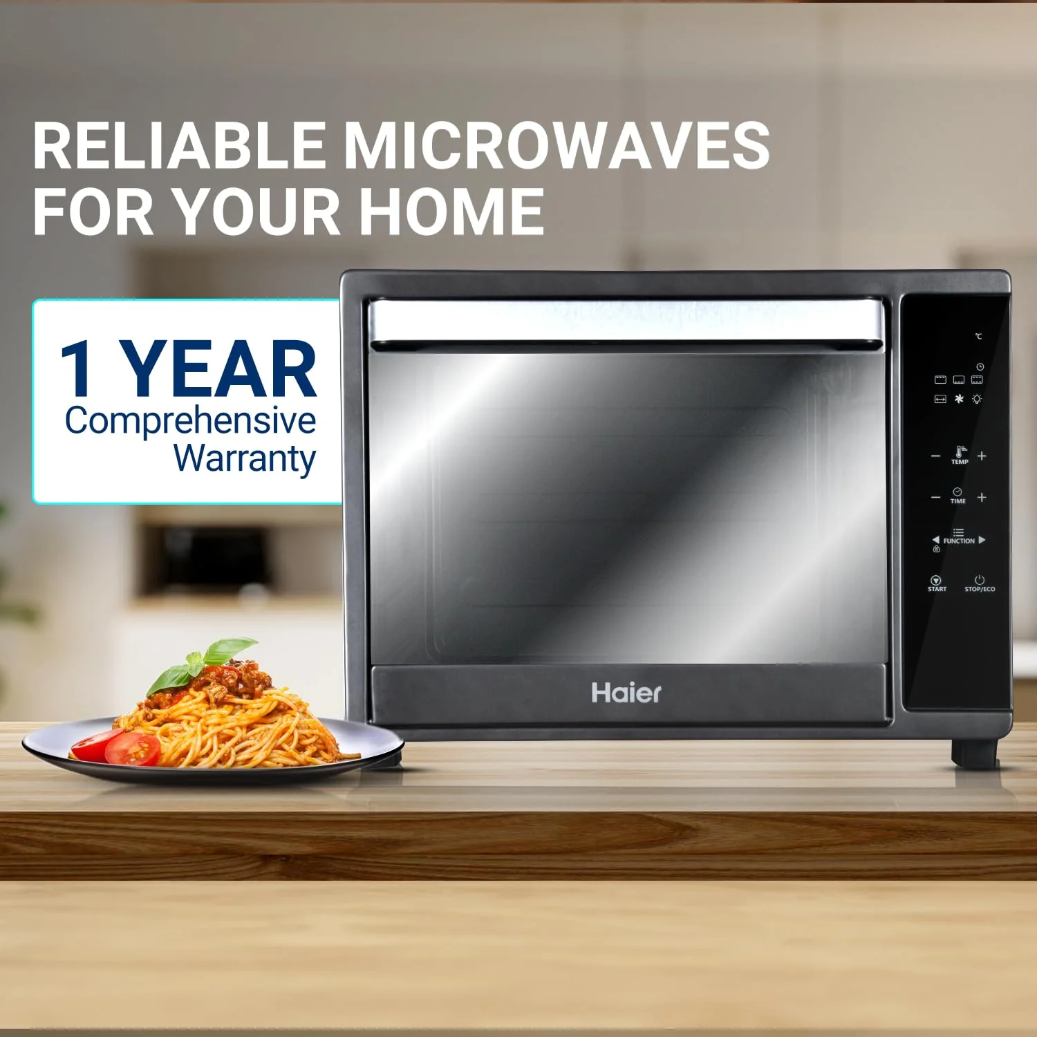 Haier Electric Oven Toaster Grill (OTG) for Kitchen 35 Litre, 1600W | Stainless Steel Finish Styling Handle (Black) - Image 2
