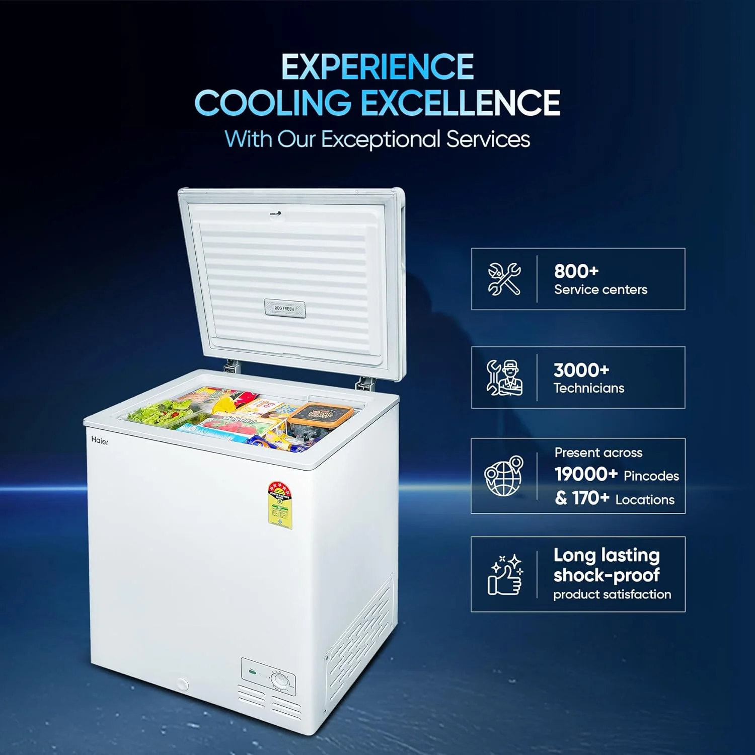 Haier HFC-175SM5, 5 Star Rating Single Door Convertible Deep Freezer, Inside Metal Liner with Deo Fresh and 4 Years Comprehensive Warranty (White) - Image 4