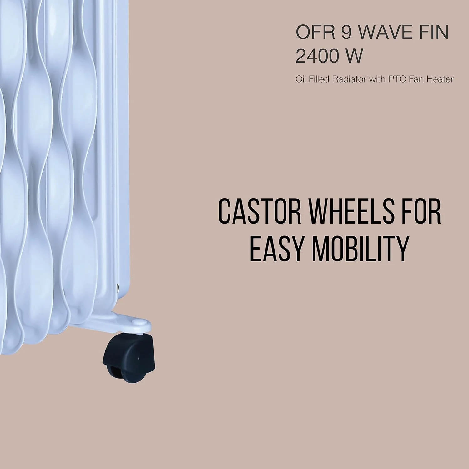 Havells 9 Fin OFR Heater 2400W with Fan – Oil Filled Radiator (Beige) (Open Box / Without Box) - Image 3