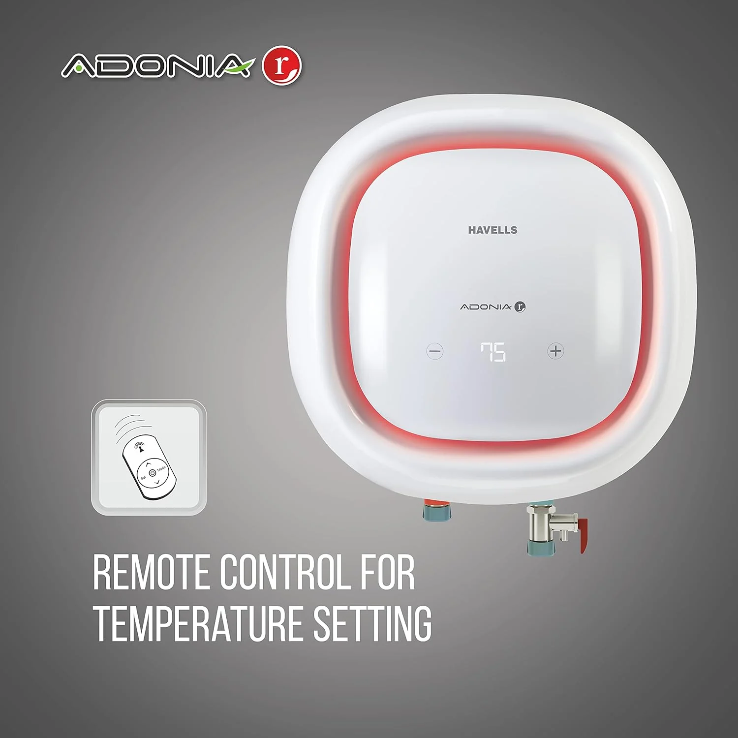 Havells Adonia R 15 Litre Storage Water Heater(Geyser)| Temp. Sensing LED Indicator|Digital Display| Remote Control|5 Star|Warranty:7 Year on Tank |With Shock safe Plug| Free Installation&amp; Flexi Pipes - Image 7