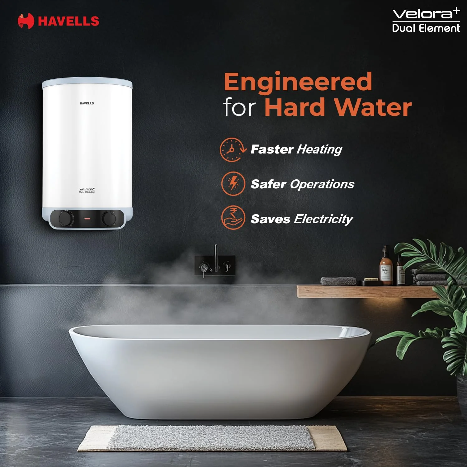Havells All New Velora+ 25L 5 Star 3-in-1 Convertible Storage Water Heater(Geyser)|Dual Element|33% Faster Heating|safe to use|7 Year Tank &amp; 5 Year element Warranty|Free Installation &amp; Flexi pipes - Image 4