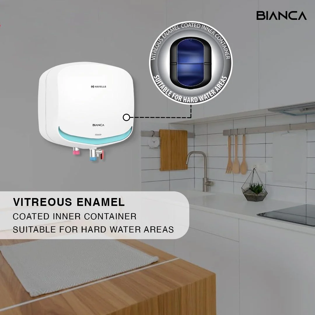 Havells Bianca 3 Litre Instant Water Heater(Geyser)| Bi Color LED IndicatorGlass Coated Anti-Rust Tank|Heavy Duty 3 Pin moulded Plug Top|Warranty: 5 Year on Inner Tank &amp; 3 Year on element (White Blue) - Image 7