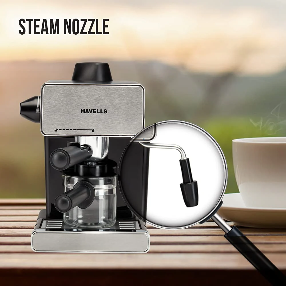 Havells Donato Espresso Coffee Maker 900W | Stainless Steel Body | Stylish Black Design - Image 8