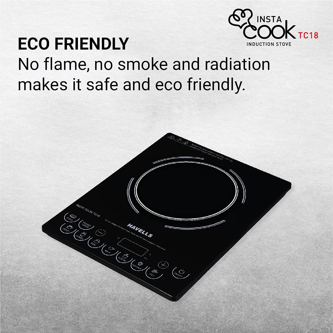 Havells Induction Cooktop Tc 18 1800 Watt (Crystal Glass, Black) (Ghcicdqk180) - Image 11