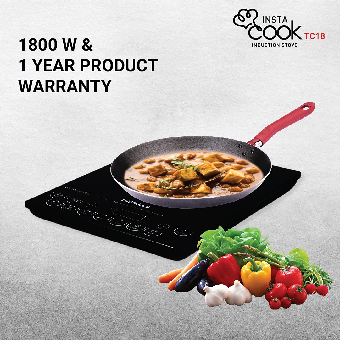 Havells Induction Cooktop Tc 18 1800 Watt (Crystal Glass, Black) (Ghcicdqk180) - Image 3