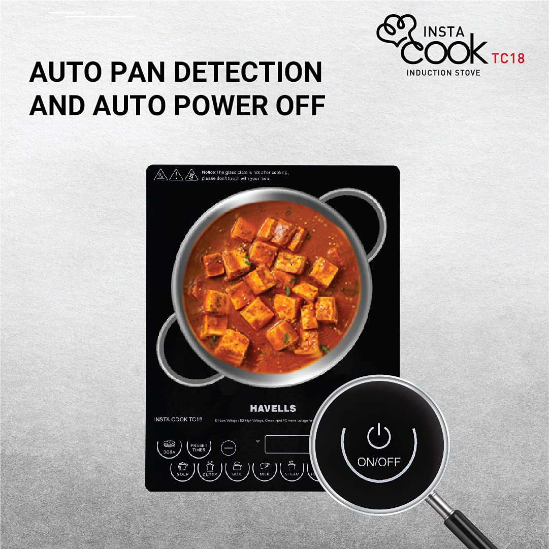 Havells Induction Cooktop Tc 18 1800 Watt (Crystal Glass, Black) (Ghcicdqk180) - Image 6