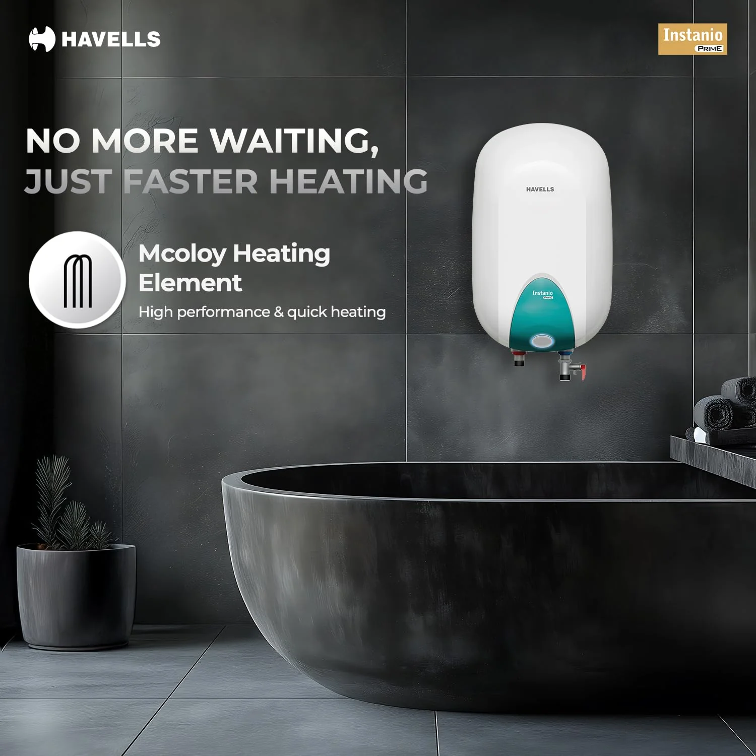 Havells Instanio Prime 15L Storage Water Heater(Geyser)|Faster Heating|Safer to use|Saves electricity|Engineered for Hard Water|Color Changing LED Indicator|Anti Rust Tank|Heavy Duty Heating Element - Image 5