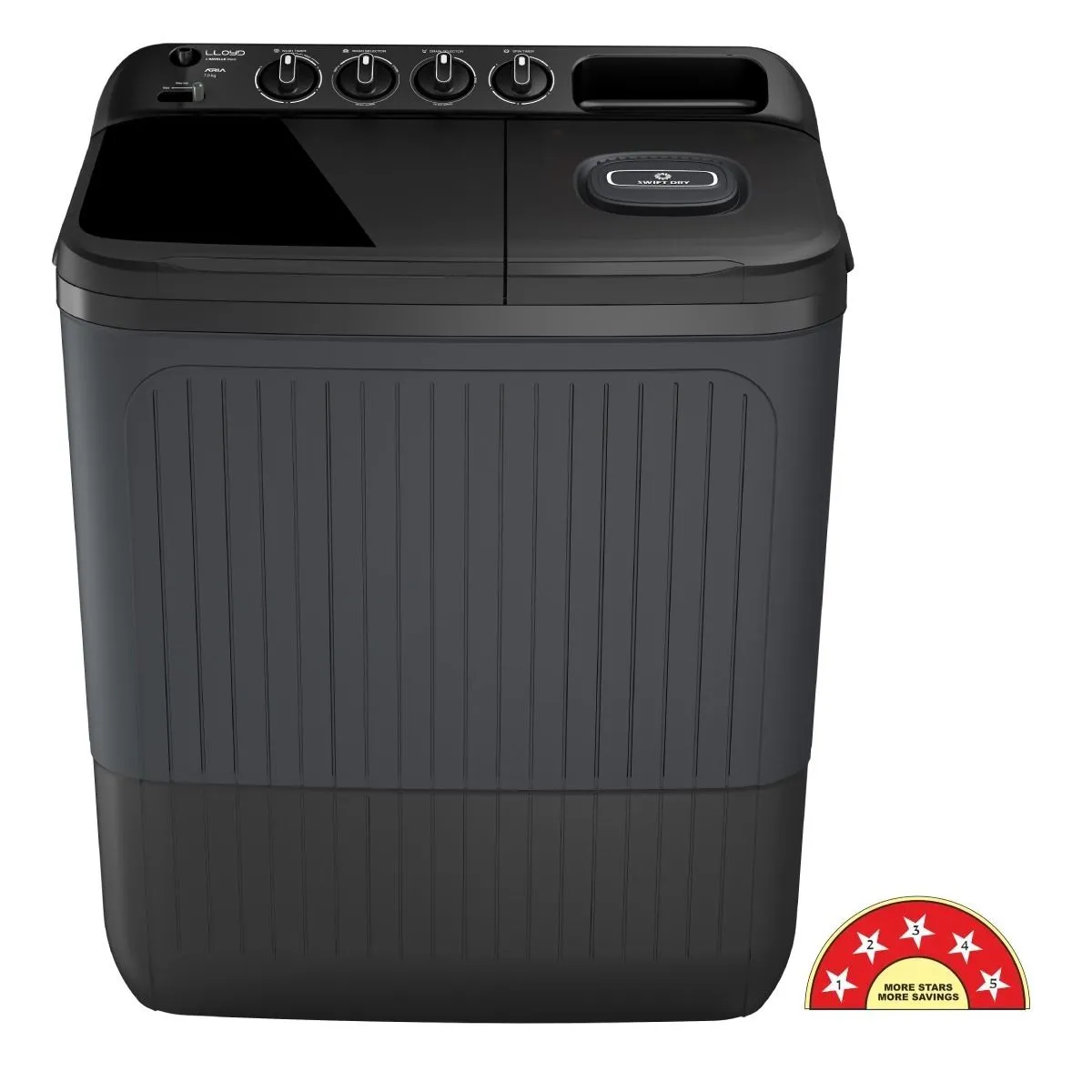 Havells-Lloyd 7 Kg 5 Star Aria Semi-Automatic Top Load Washing Machine With Swift Dry (GLWS705ARDVGDark Grey)