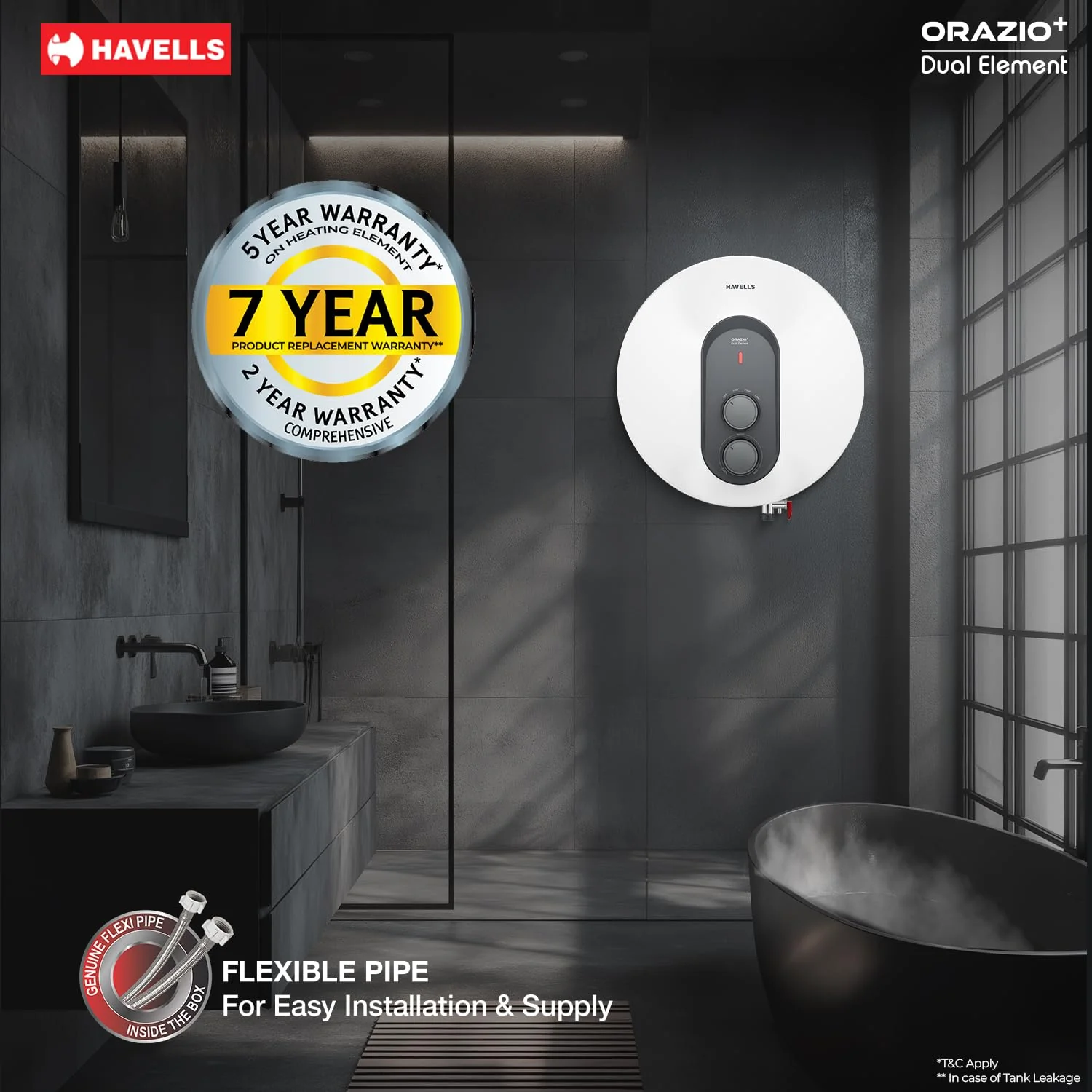 Havells Orazio+ 10L 5-Star Storage Water Heater (White Grey) | Fast Heating Geyser - Image 8