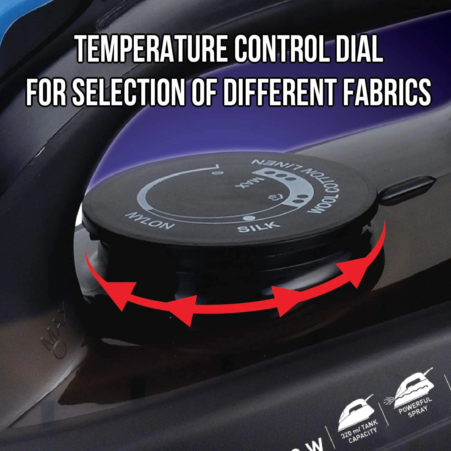 Havells Plush 1600W Steam Iron – Steam Burst, Vertical & Horizontal Ironing, Anti-Drip, Self-Clean & Anti-Calc (Black) - Image 6