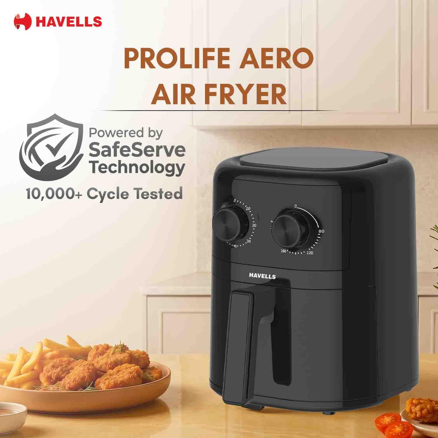 Havells Prolife Aero 4.2L Air Fryer | 6-in-1 Cooking | 85% Less Oil | AeroCrisp Technology - Image 3
