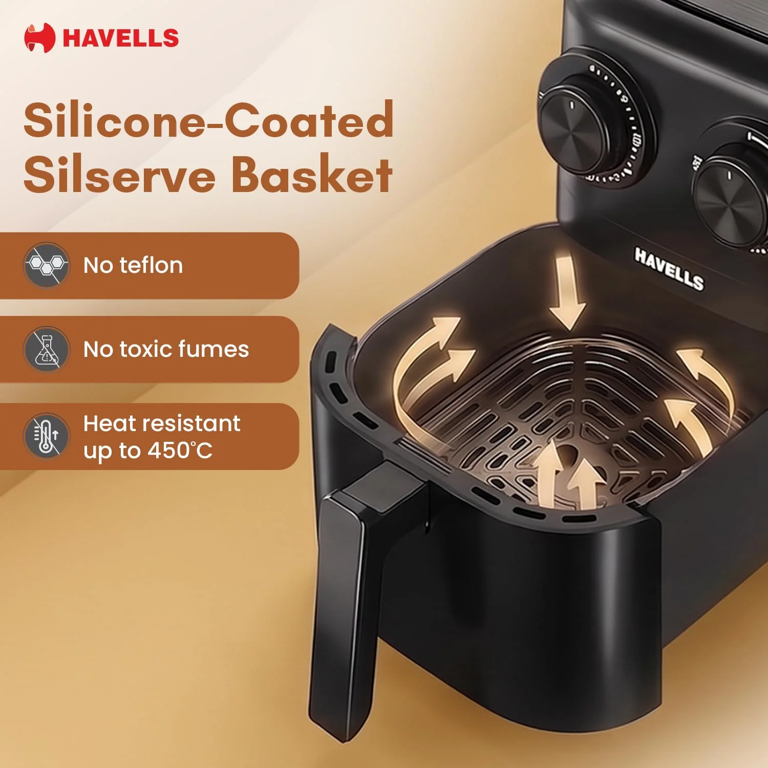 Havells Prolife Aero 4.2L Air Fryer | 6-in-1 Cooking | 85% Less Oil | AeroCrisp Technology - Image 4