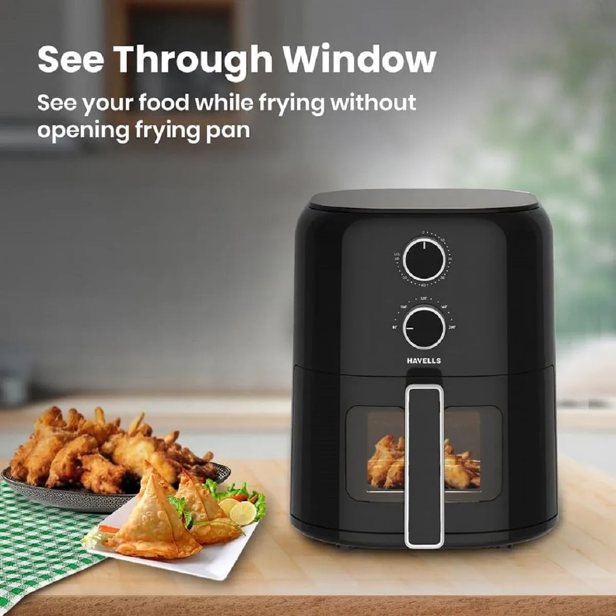 Havells Prolife VISTA 4.2L Air Fryer (GHCAFSRK135) – Aero Crisp Technology, Non-Stick Basket, Black - Image 6