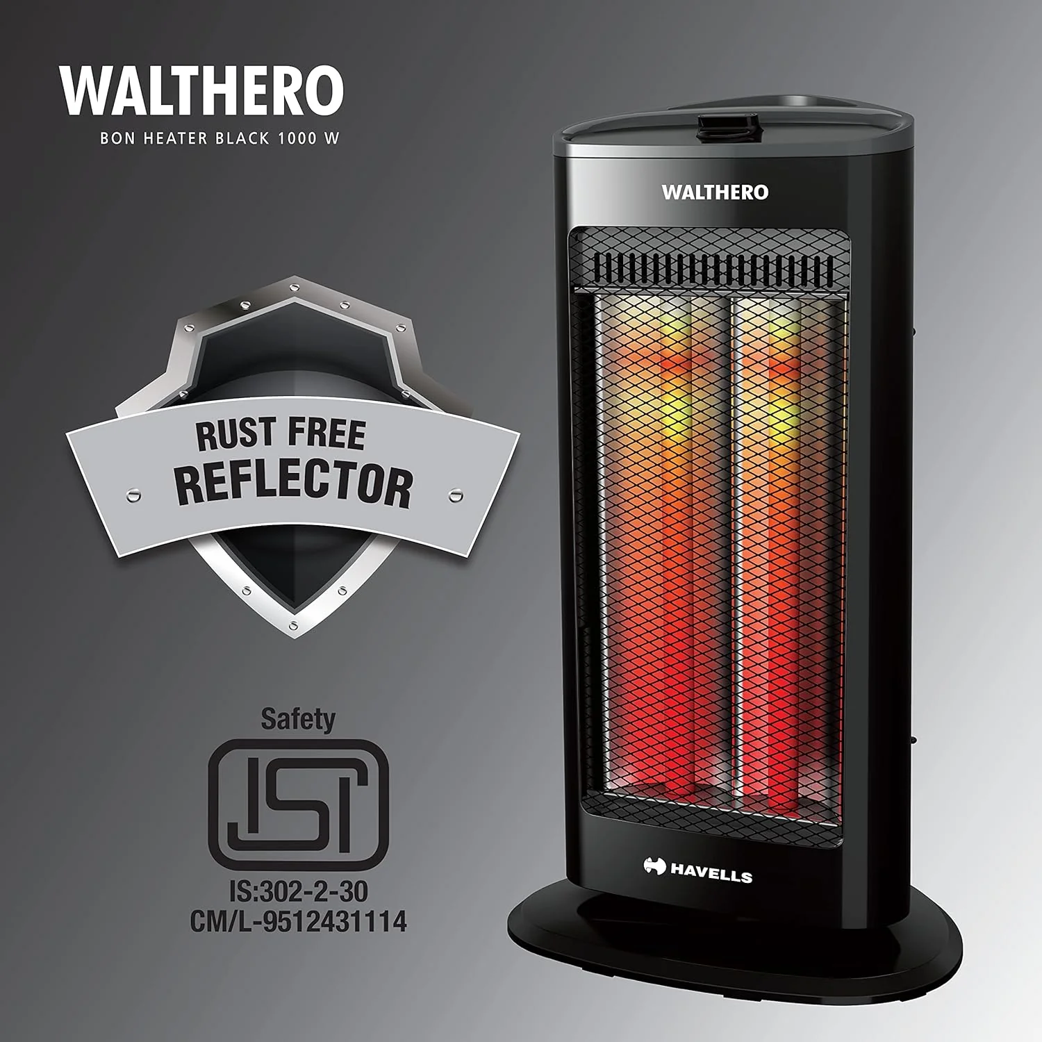 Havells Walthero 1000 Watt Carbon Heater (Black) - Image 5
