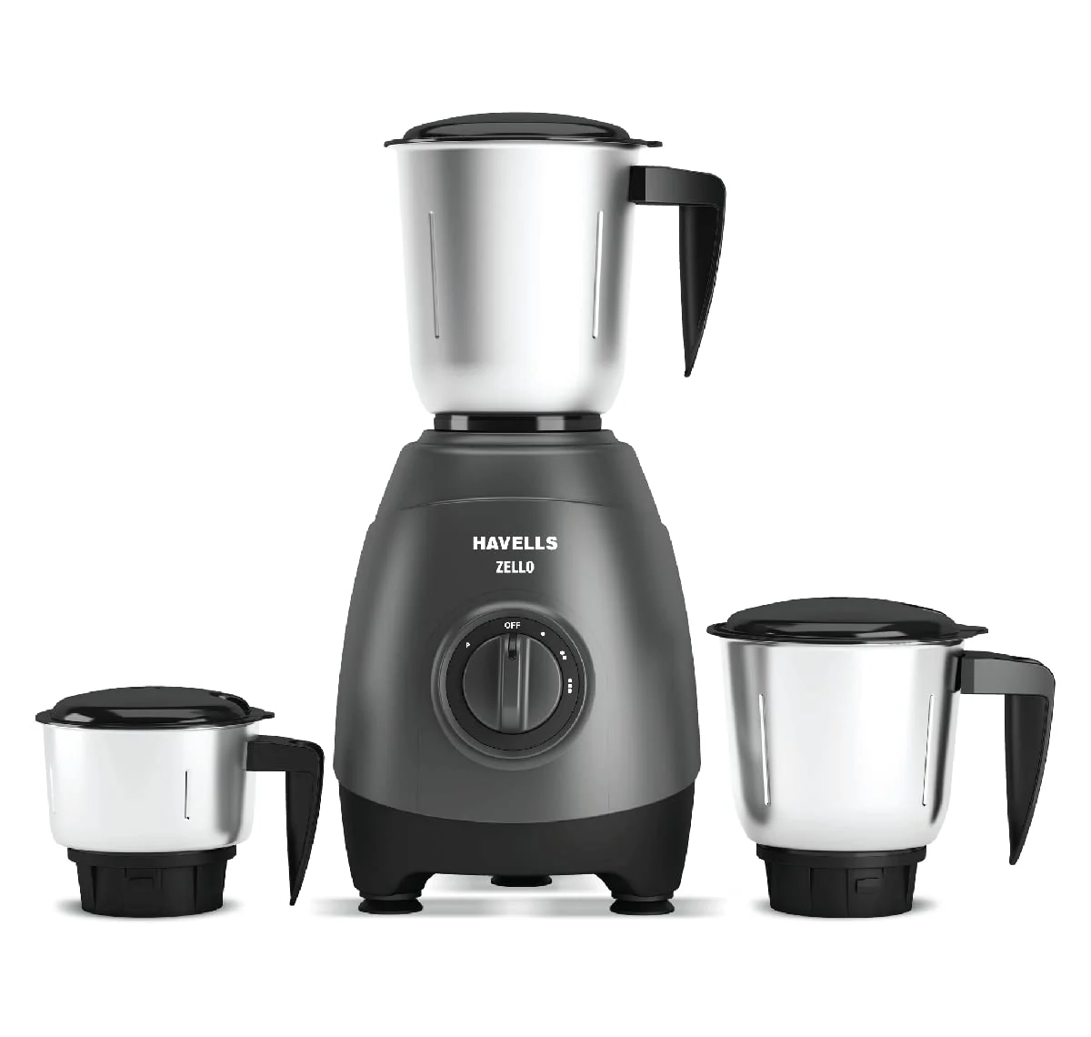 Havells Zello 750W Mixer Grinder with 3 Jars (Grey) - Image 2