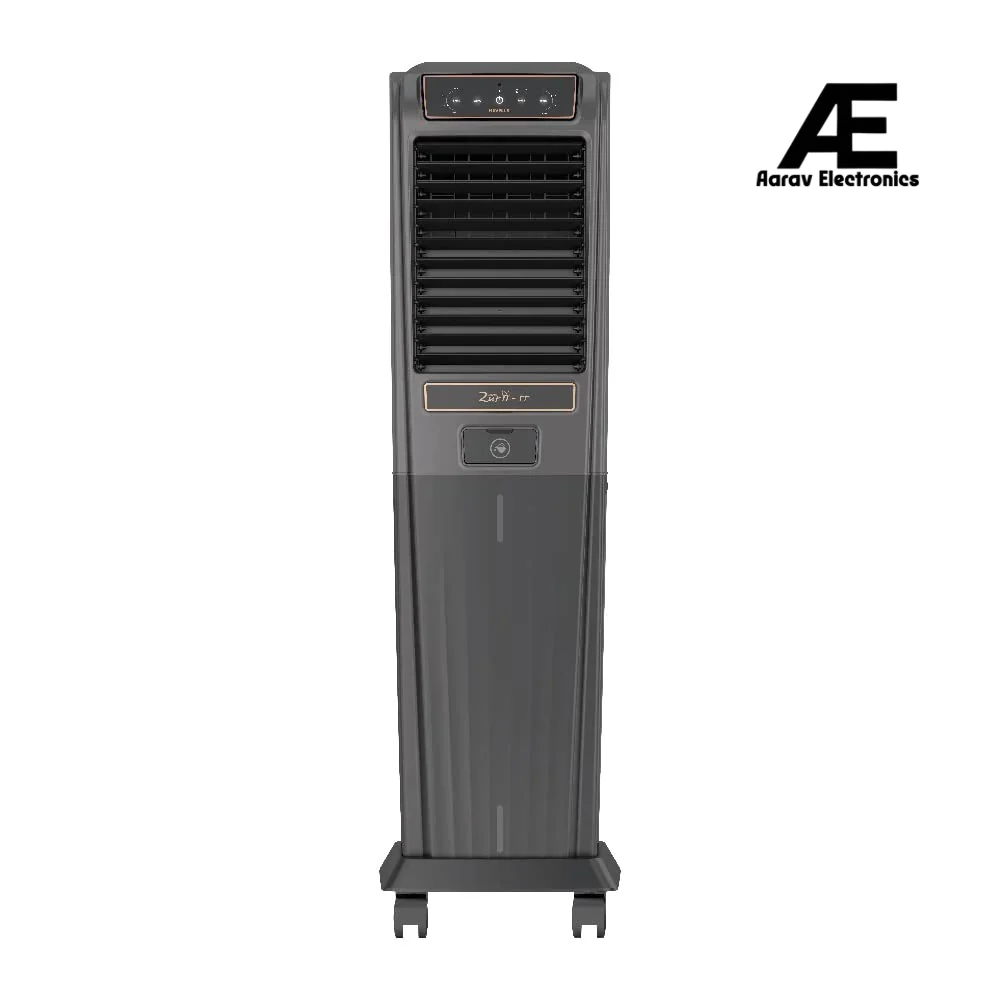 Havells Zurii 55L Tower Air Cooler for home | Electronic Panel with Remote | Everlast Pump | Powerful Air Delivery | High Density Honeycomb Pads | Ionizer and Dust Filter | Heavy Duty (Black)