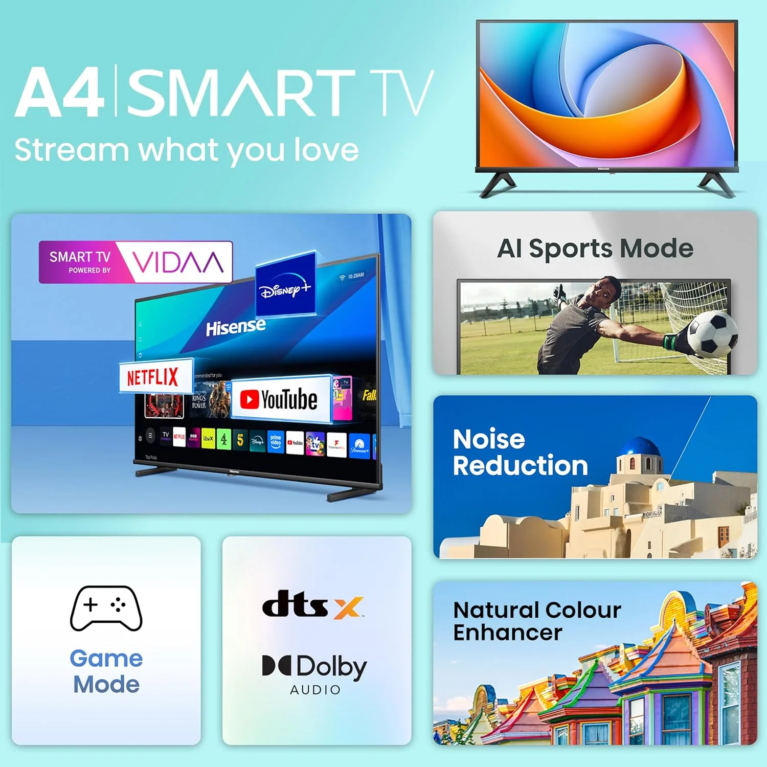 Hisense 100 cm (40 Inches) FHD Smart TV | HDR10 | 4K AI Upscaler | 20W Powerful Speakers, DTS Virtual: X | AI Sports Mode | Voice Remote | VIDAA OS | 40A4Q (Black) - Image 3