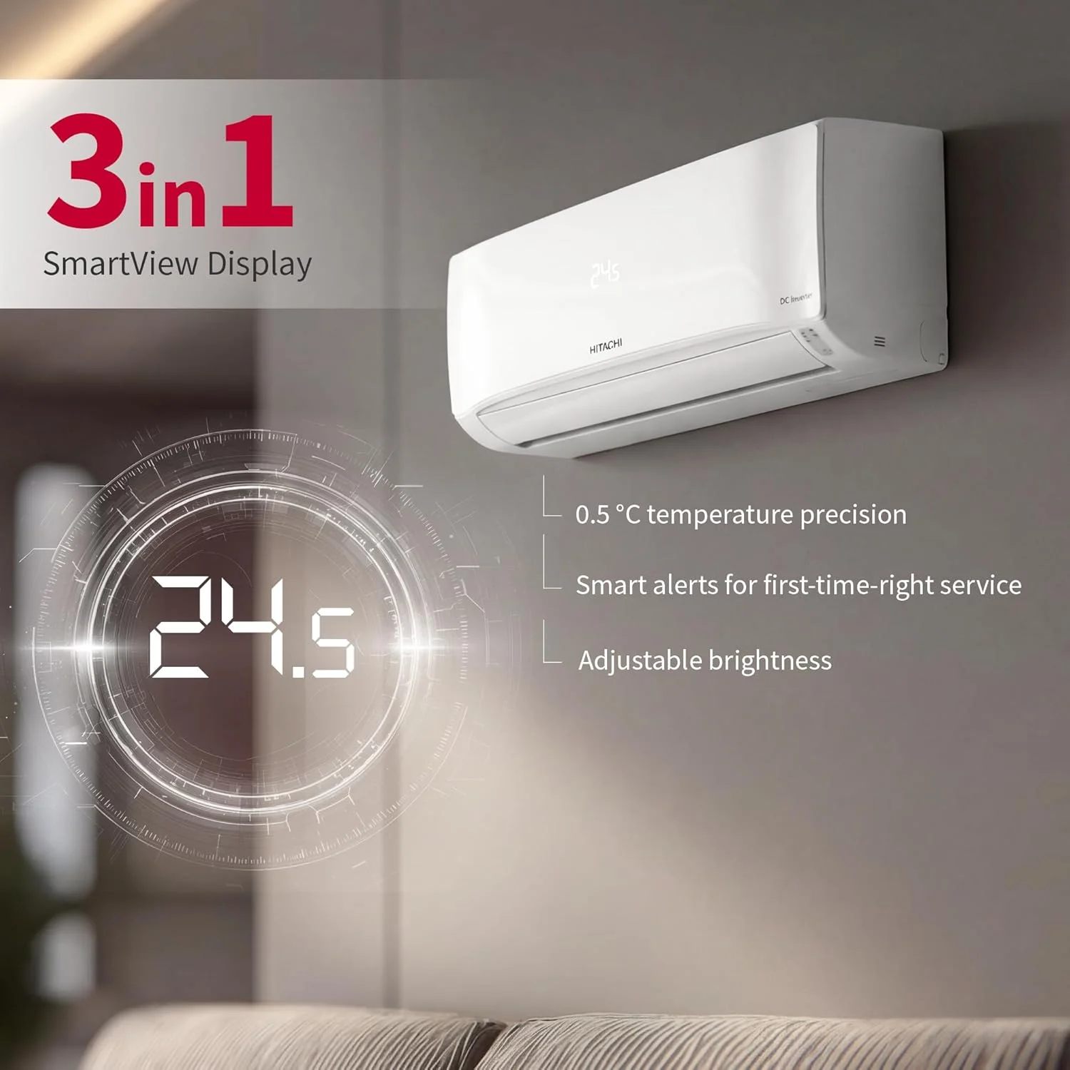 Hitachi 1.5 Ton 5 Star, New Star rated, Inverter Split AC (Copper, Smart View Display, 4 Way Swing, ice Clean, Anti-bacterial Filter,RAS.V518PCDIBT1, White) - Image 6