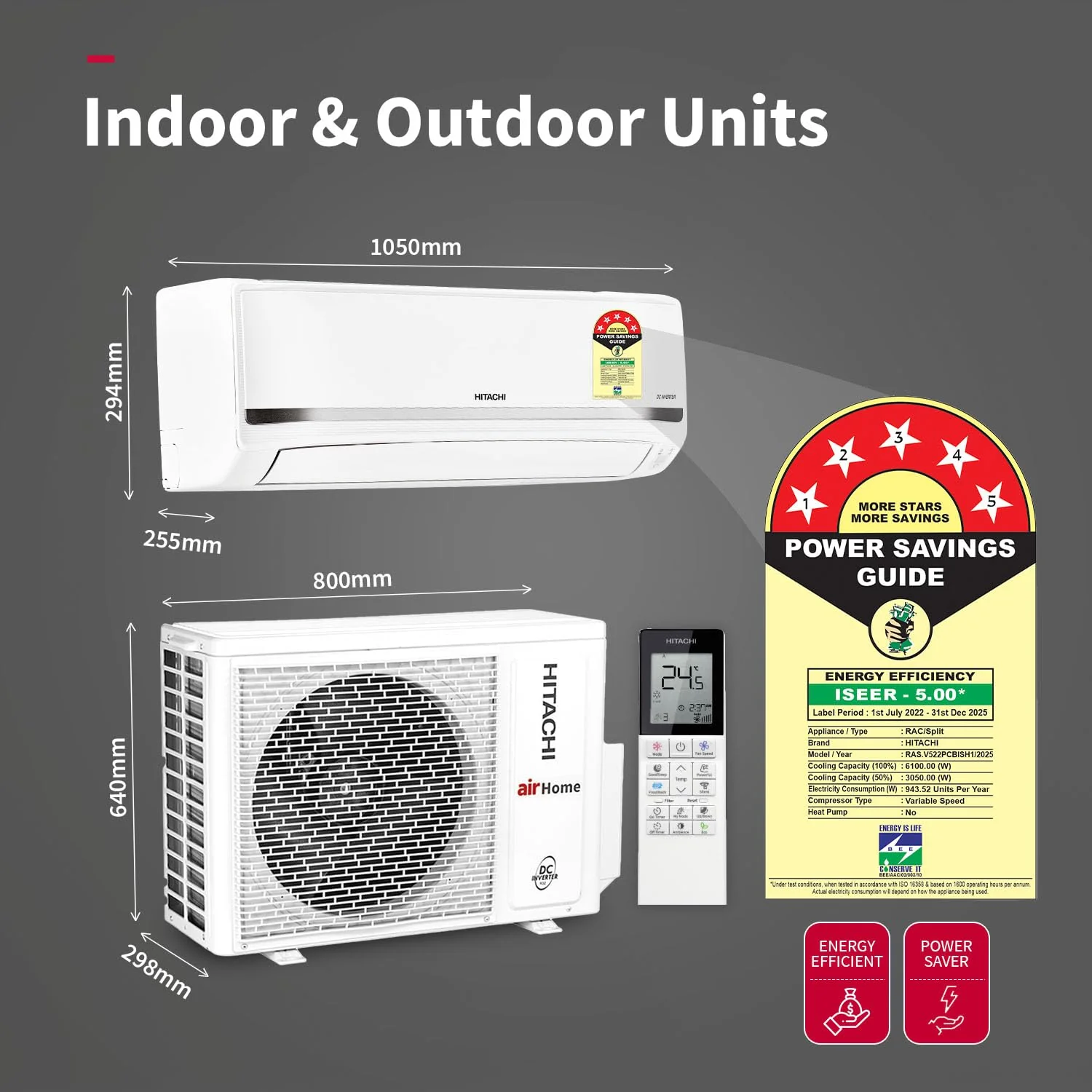 Hitachi 2 Ton Class 5 Star, 4-Way Swing, ice Clean, Xpandable+, Inverter Split AC (100% Copper, Dust Filter, 5500STXL RAS.V522PCBISH1, White) - Image 8