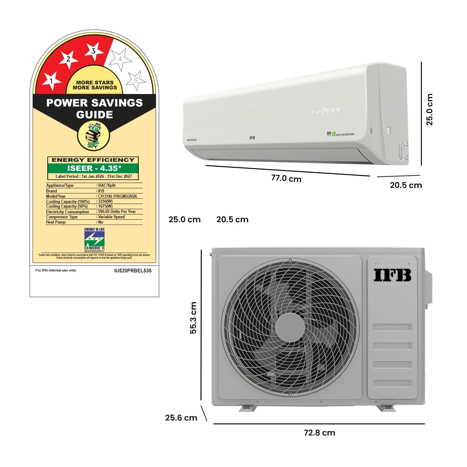 IFB 1 Ton 3 Star 2026 AI Powered Inverter Split Air Conditioner with Hybrid Mode, 8-in-1 Flexi Mode, Heavy Duty Compressor, Long Air Throw, Self Clean, Dual Gold Fins, 100% Copper Tubes, CI133SL11RGM3 - Image 5