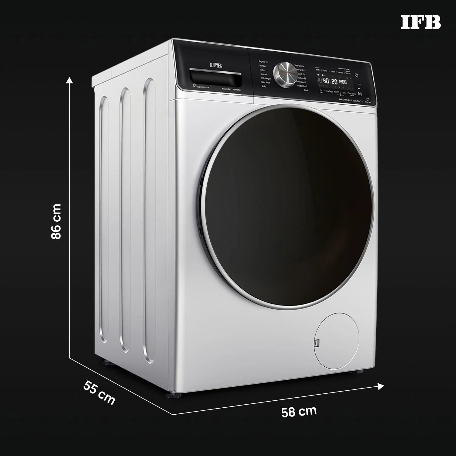 IFB 10 Kg/7 Kg/3 Kg 3-in-1, AI Powered, Fully Automatic Washer Dryer Refresher (IFB Laundrimagic®, EXECUTIVE PLUS ZXS 10/7/3, 9 Swirl Wash, Eco Inverter Technology, Rich Silver) - Image 2