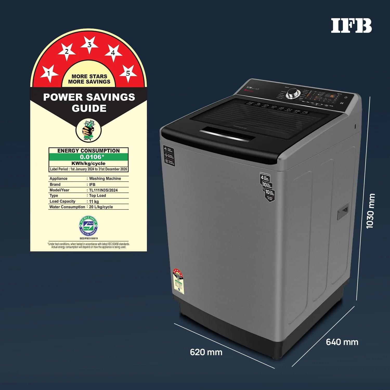 IFB 11 Kg 5 Star with DeepClean® Technology, AI Powered, Fully Automatic Top Load Washing Machine (2025 Model, TL111IN3S, PowerSteam®, Inbuilt Heater, Aqua Energie, Inox) - Image 10