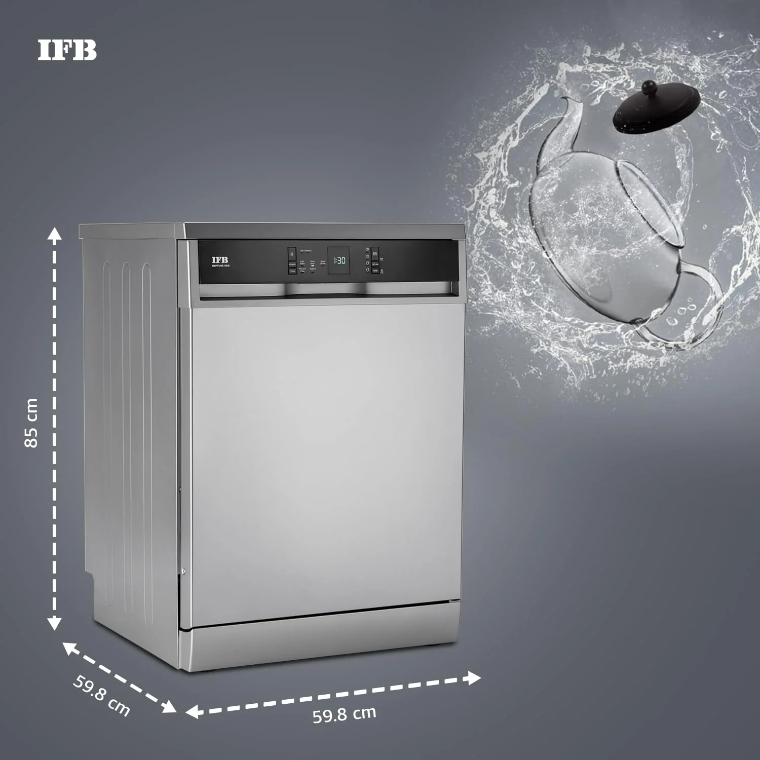 IFB 15 Place Settings with DeepClean® Technology Freestanding Dishwasher (Neptune VX15, Dark Silver, 70° Hot Water Wash with Hygienic Steam Drying, Perfect for Indian Utensils) - Image 2