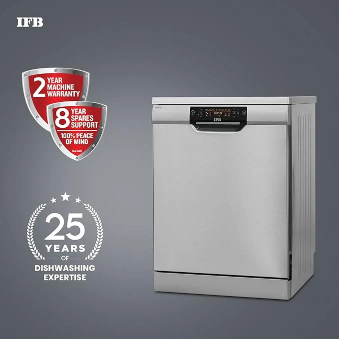 IFB 16 Place Settings ‎Hot water wash Free Standing Dishwasher (Neptune SX2, Pearl Grey, In Built Heater with Turbo Drying, Perfect for Indian Utensils) - Image 3