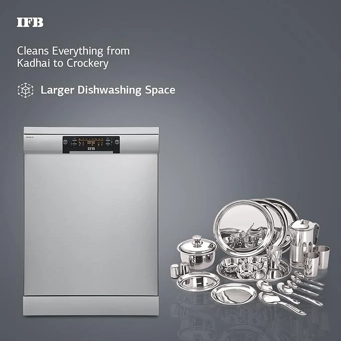IFB 16 Place Settings ‎Hot water wash Free Standing Dishwasher (Neptune SX2, Pearl Grey, In Built Heater with Turbo Drying, Perfect for Indian Utensils) - Image 4