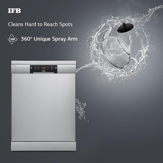 IFB 16 Place Settings ‎Hot water wash Free Standing Dishwasher (Neptune SX2, Pearl Grey, In Built Heater with Turbo Drying, Perfect for Indian Utensils) - Image 5
