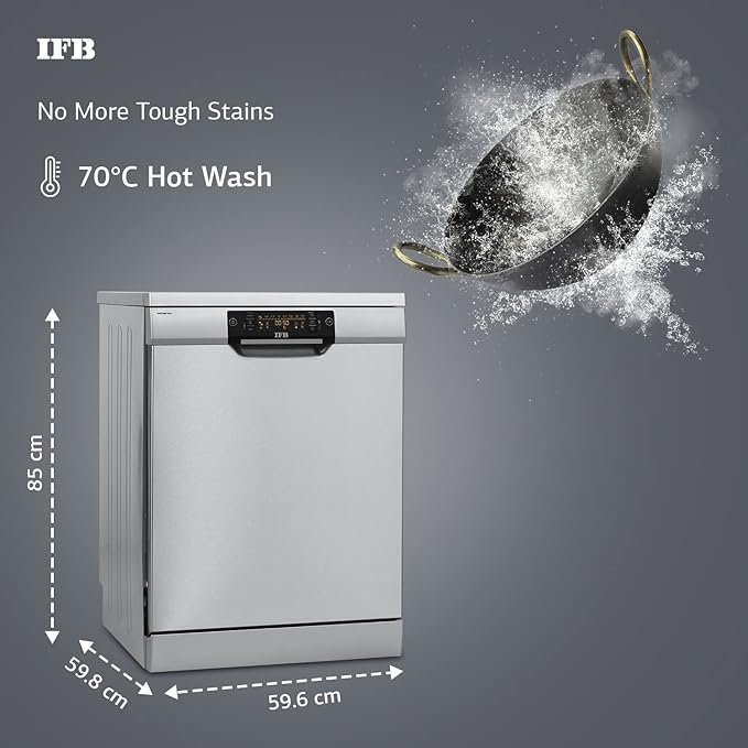 IFB 16 Place Settings ‎Hot water wash Free Standing Dishwasher (Neptune SX2, Pearl Grey, In Built Heater with Turbo Drying, Perfect for Indian Utensils) - Image 6