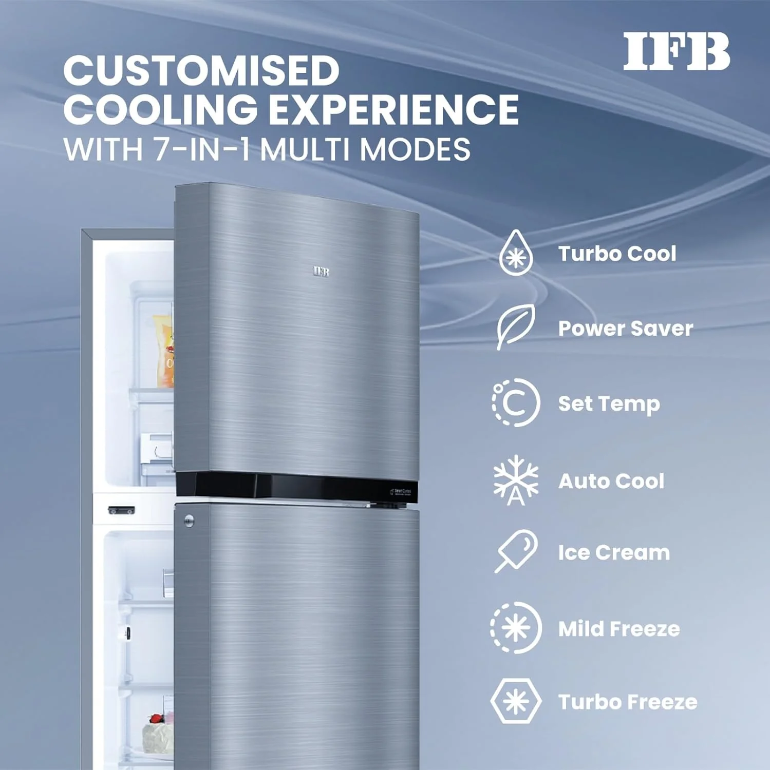 IFB 241L 3 Star Frost Free Advanced Inverter Double Door Refrigerator (Eco Cool IFBFF-2913DBSE, Brush Grey, 7 in 1 Multi Mode with 360 Degree Cooling) - Image 14