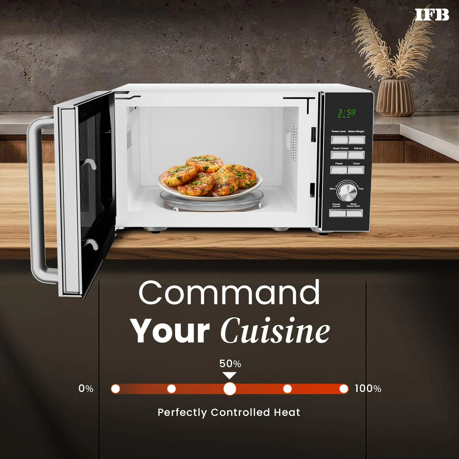 IFB 25L Solo Microwave Oven with 61 Auto Cook Menus (25PM2S, Silver, Easy to use Jog dial & Buttons, Mug Recipes, Steam Clean, Auto Reheat, Preset Timer, Power Save, Multi-Stage Cooking) - Image 4
