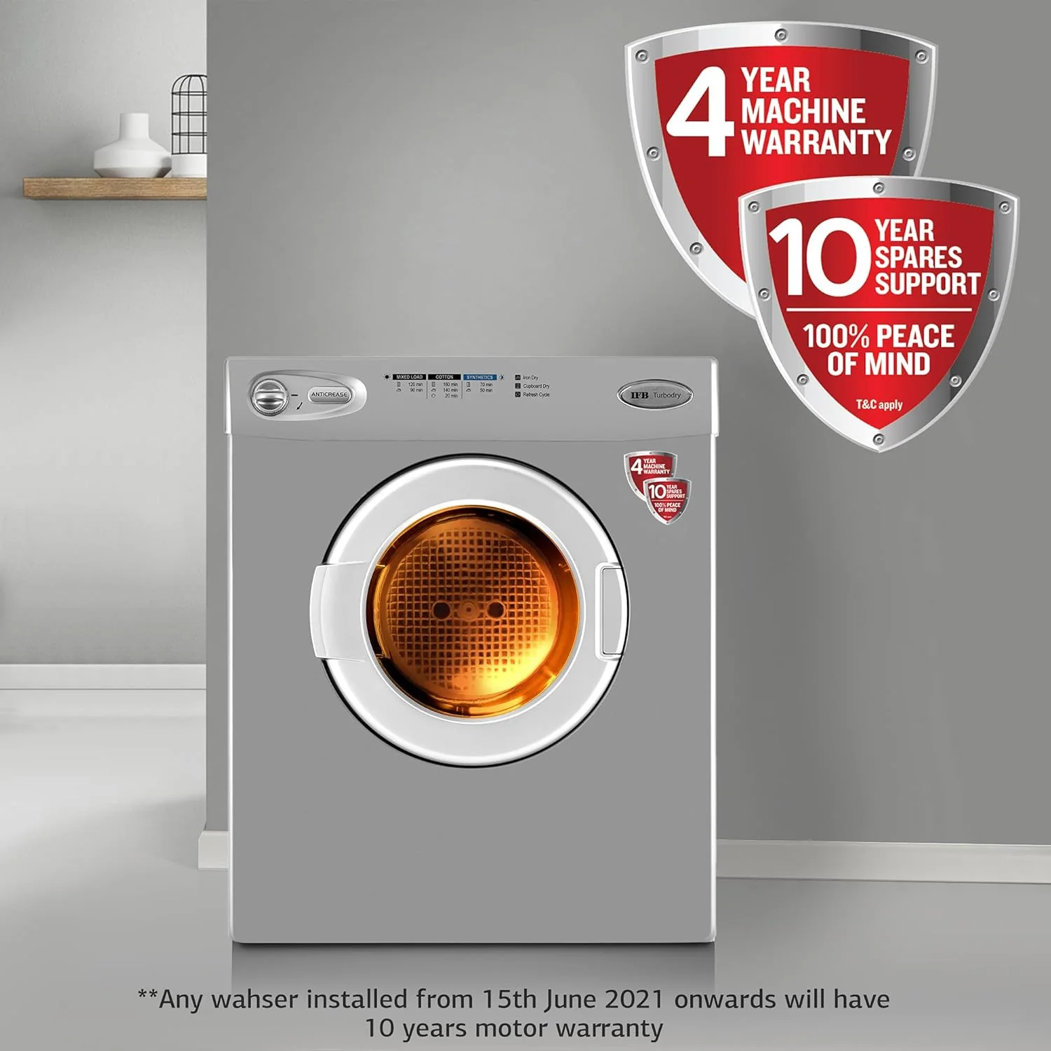 IFB 5.5 kg Fully-automatic Dryer (TURBO DRY EX, Silver, Wall Mountable,Anti crease) - Image 5