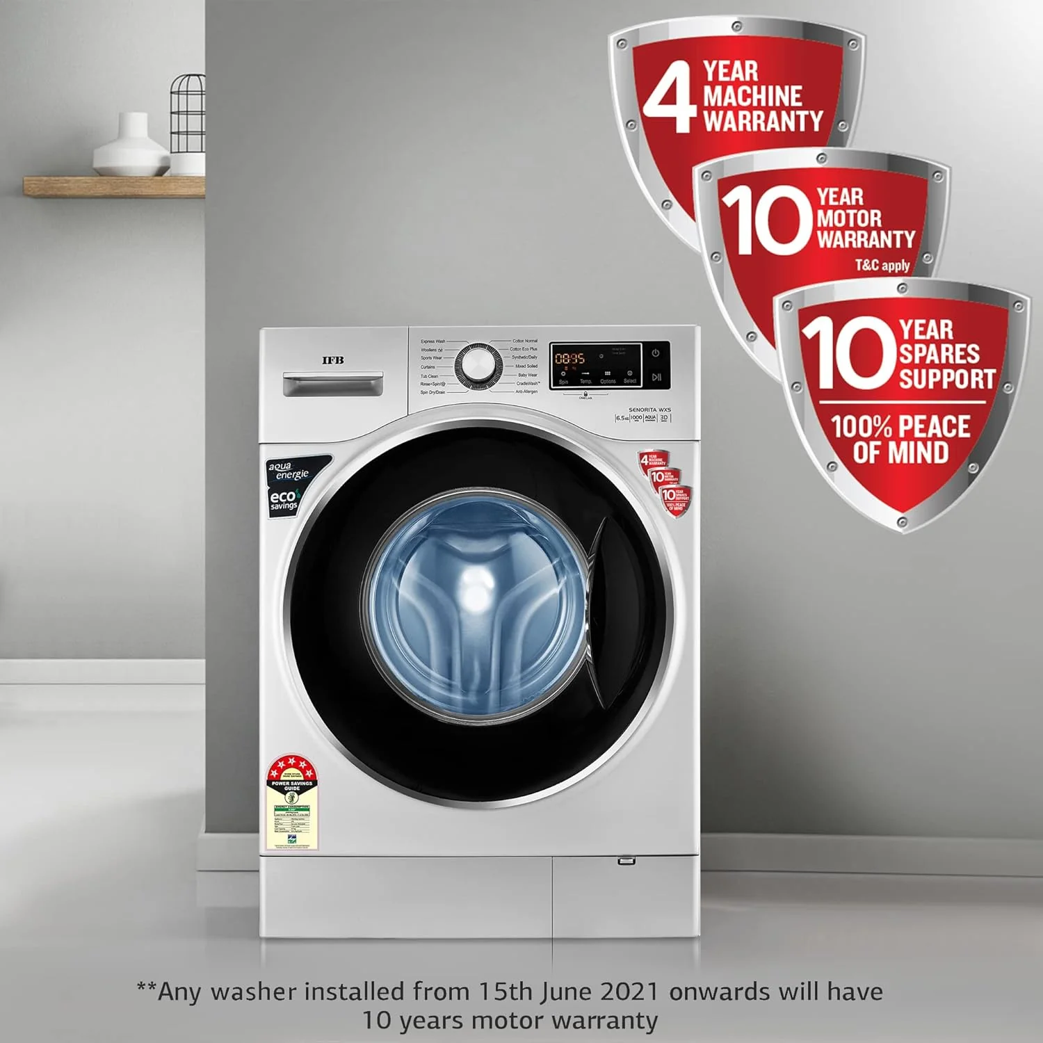 IFB 6.5 kg 5 Star Fully-Automatic Front Loading Washing Machine Appliance (Senorita WXS, Silver, In-Built Heater, 3D Wash Technology) - Image 2