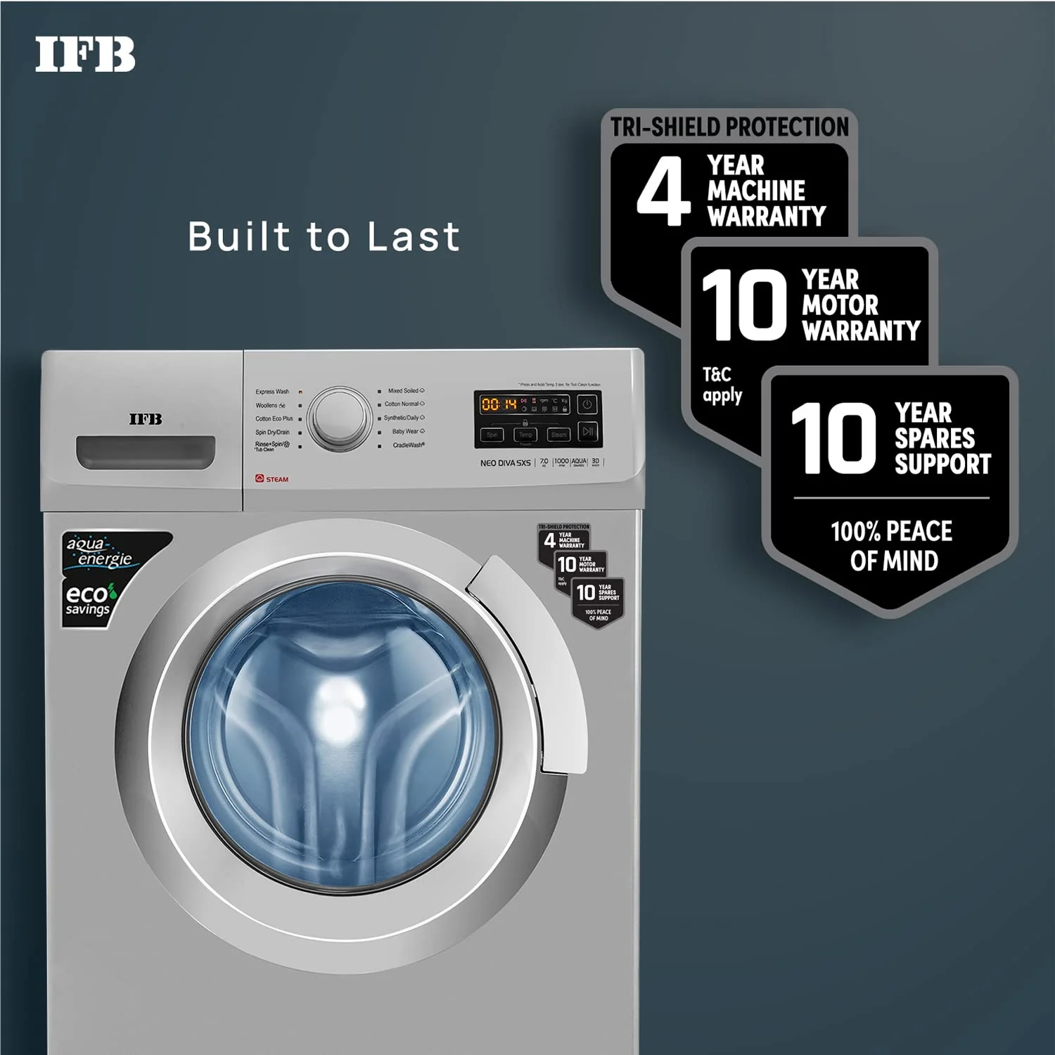 IFB 7 Kg 5 Star Front Load Washing Machine Appliance with Power Steam (NEO DIVA SXS 7010, Silver, 1000 RPM) - Image 4