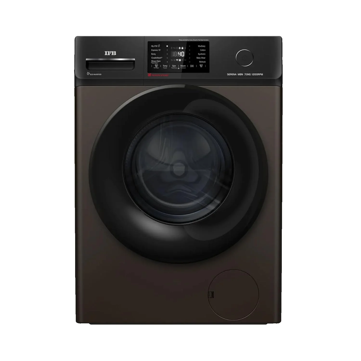 IFB 7 Kg 5 Star Powered by AI with 9 Swirl Wash, Fully Automatic Front Load Washing Machine (Serena MBN 7012 CMS, Steam Refresh Program with Eco Inverter, Mocha)