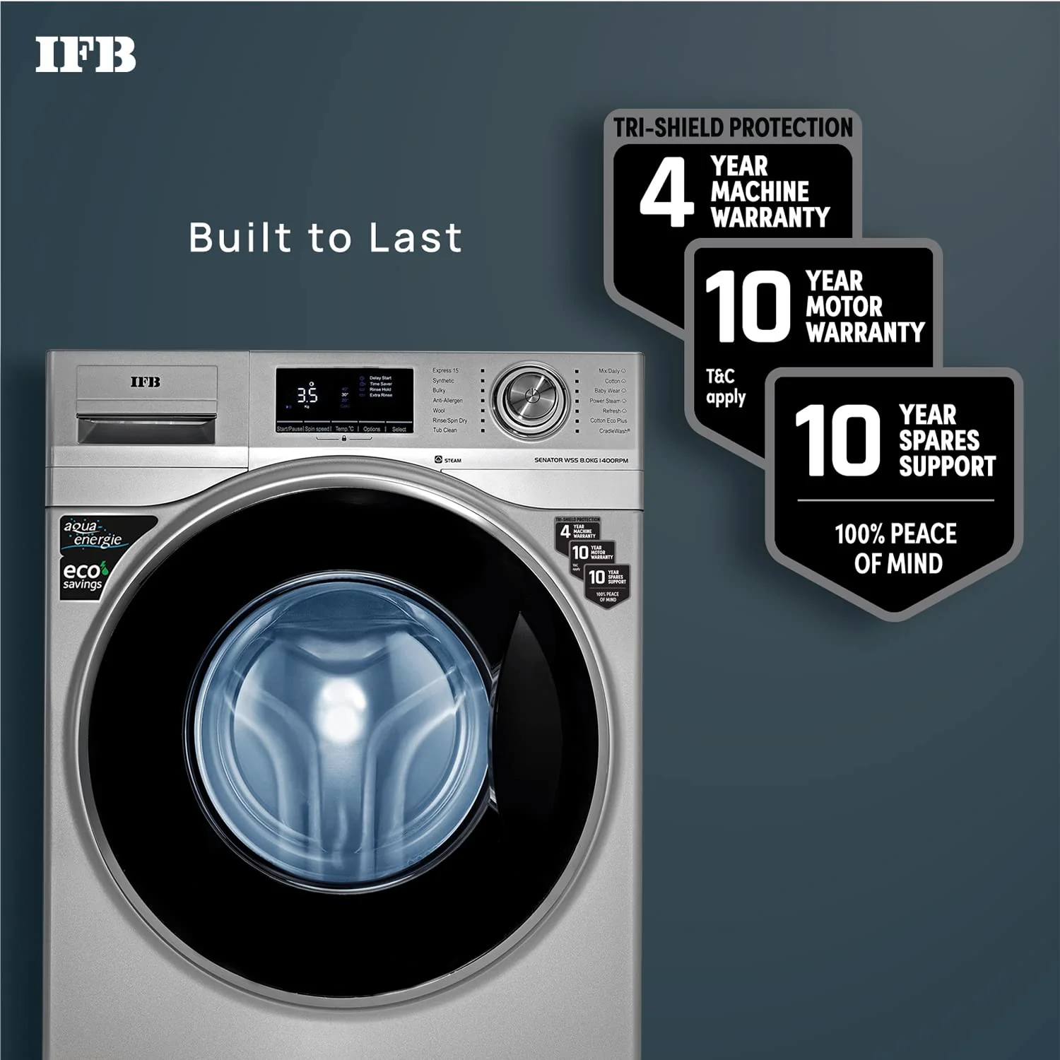 IFB 8 Kg 5 Star AI Powered Fully Automatic Front Load Washing Machine Steam Refresh (SENATOR WSS 8014, Silver, In-built Heater, 4 years Comprehensive Warranty) - Image 4