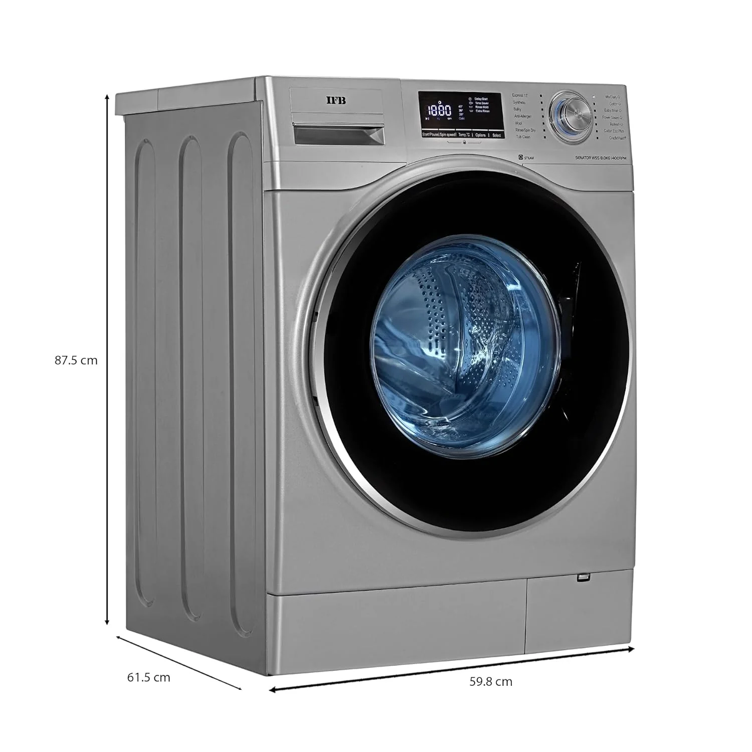 IFB 8 Kg 5 Star AI Powered Fully Automatic Front Load Washing Machine Steam Refresh (SENATOR WSS 8014, Silver, In-built Heater, 4 years Comprehensive Warranty) - Image 5