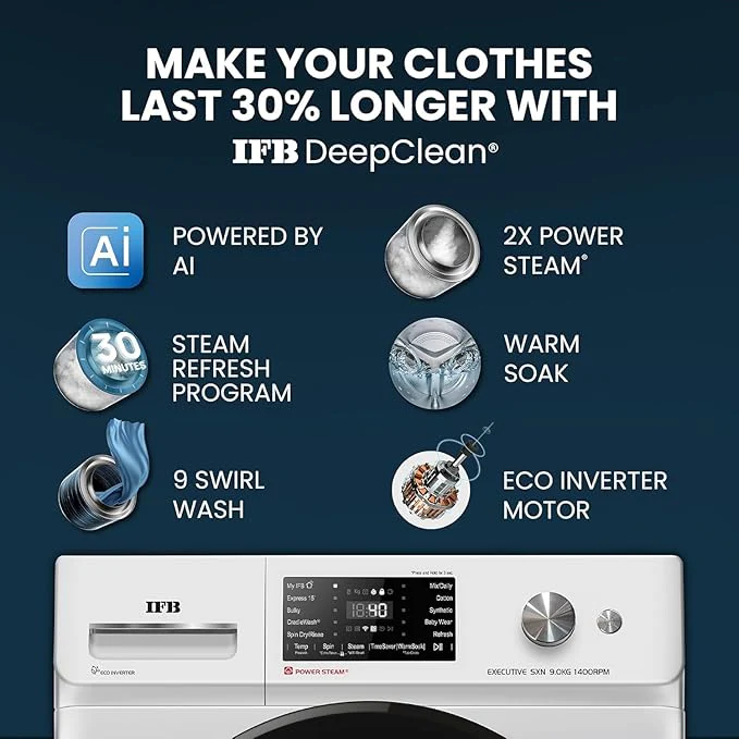 IFB 8 Kg 5 Star Front Load Washing Machine 2X Power Steam (SENATOR SXN 8014K CMS, 1400 RPM, 2024 Model, Rich Silver, Touch Control + Knob In-built Heater, 4 years Comprehensive Warranty) - Image 7