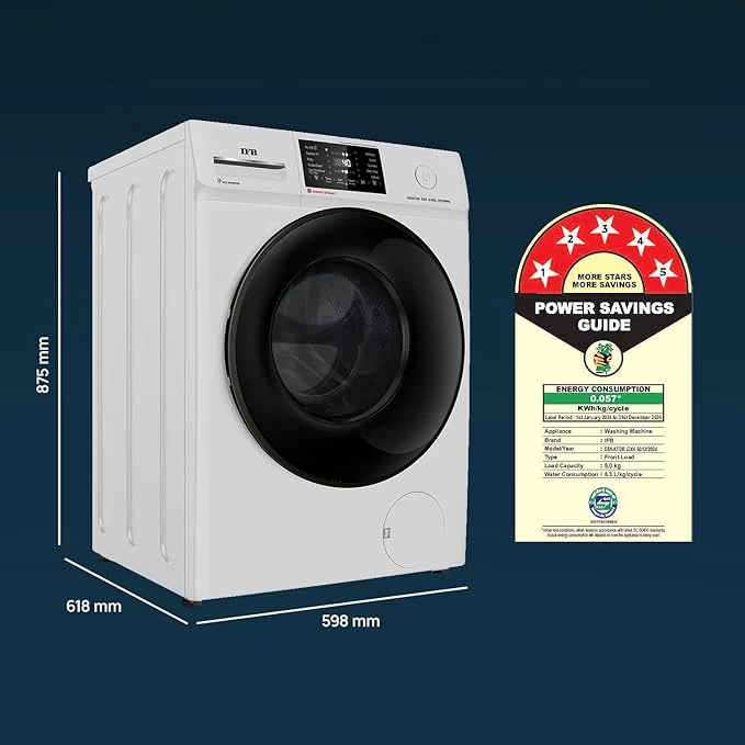 IFB 8 Kg 5 Star Powered by AI with 9 Swirl Wash, WiFi, Fully Automatic Front Load Washing Machine (SENATOR GXN 8012 CMS , Steam Refresh Program with Eco Inverter, Grey) - Image 2