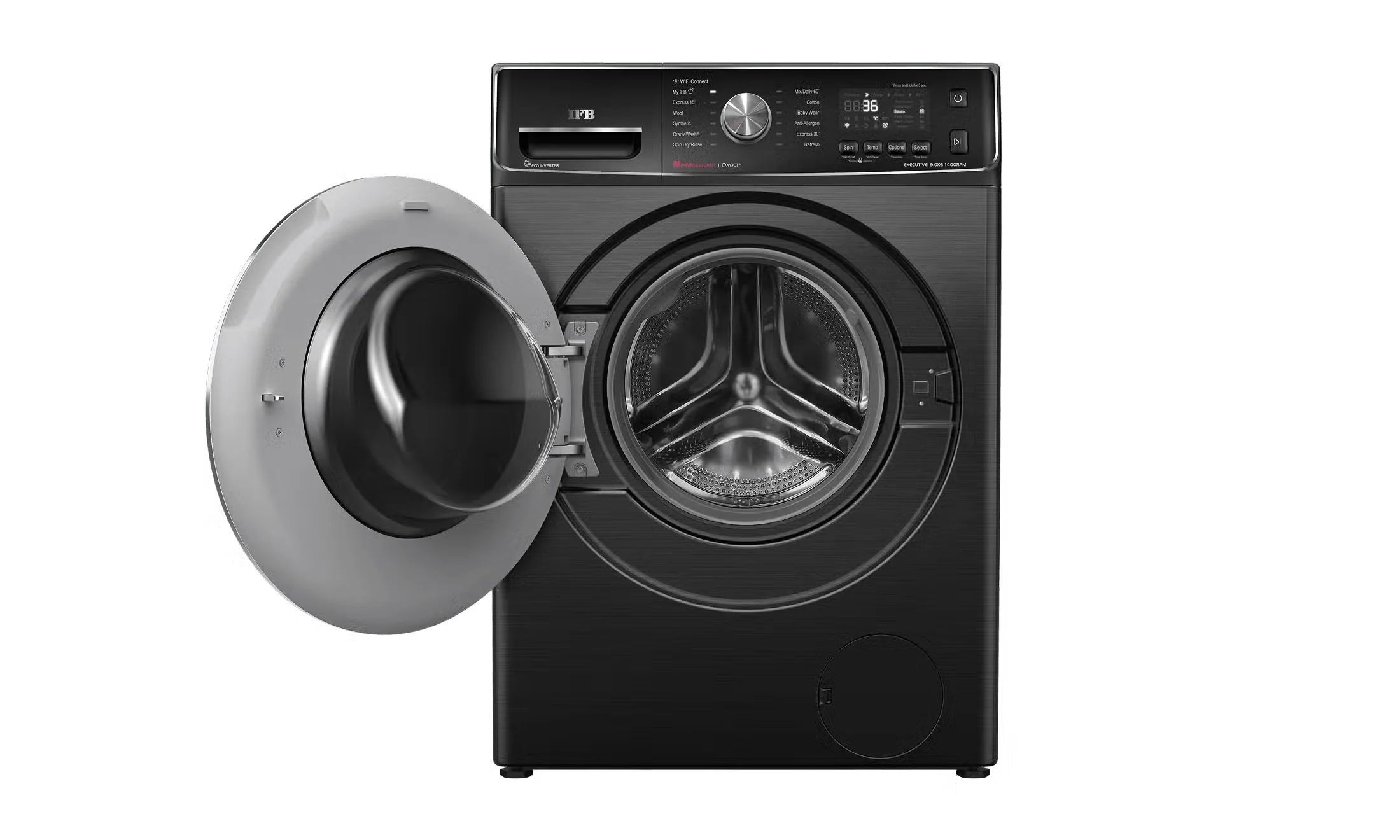 IFB 9 Kg 5 Star AI Eco Inverter Fully Automatic Front Load Washing Machines with Wifi (EXECUTIVE BHC 9014 SSLC, Black, Oxyjet™ 9 Swirl Wash, 4 Years Comprehensive Warranty) - Image 4