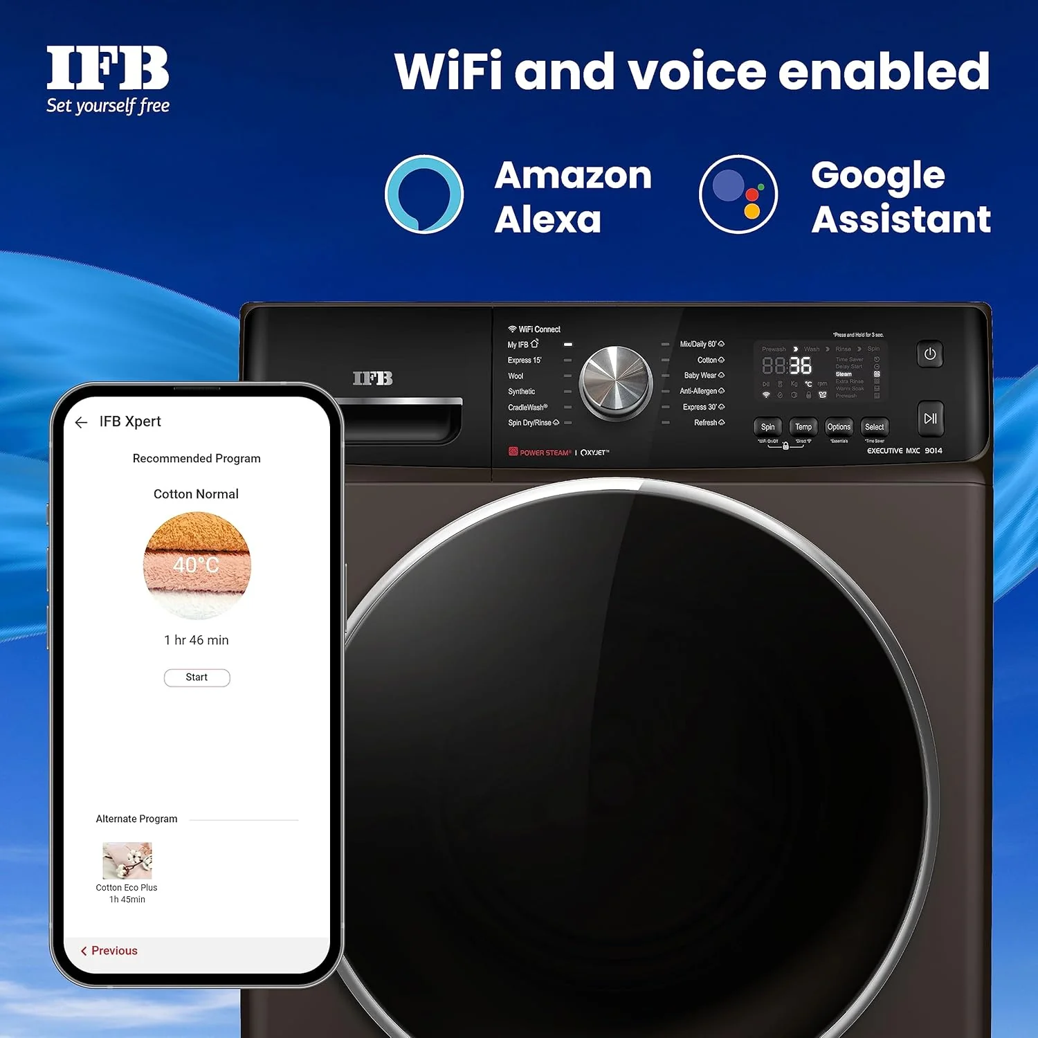 IFB 9 Kg 5 Star AI Eco Inverter Fully Automatic Front Load Washing Machines with Wifi (EXECUTIVE MXC 9014 SSLC, Mocha, Oxyjet™ 9 Swirl Wash, 4 Years Comprehensive Warranty) - Image 3
