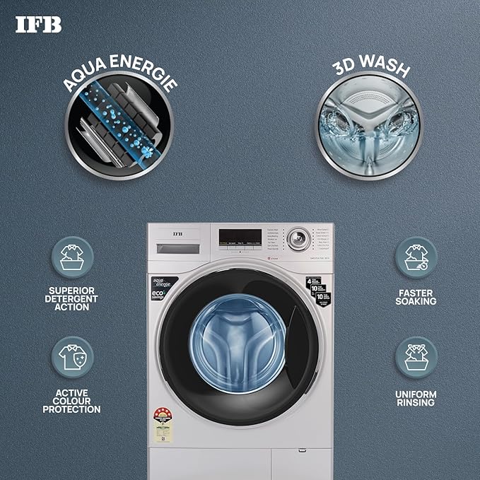 IFB 9 Kg 5 Star Front Load Washing Machine 2X Power Dual Steam (EXECUTIVE SXS 9014, Silver, Active Color Protection, Hard Water Wash) - Image 6