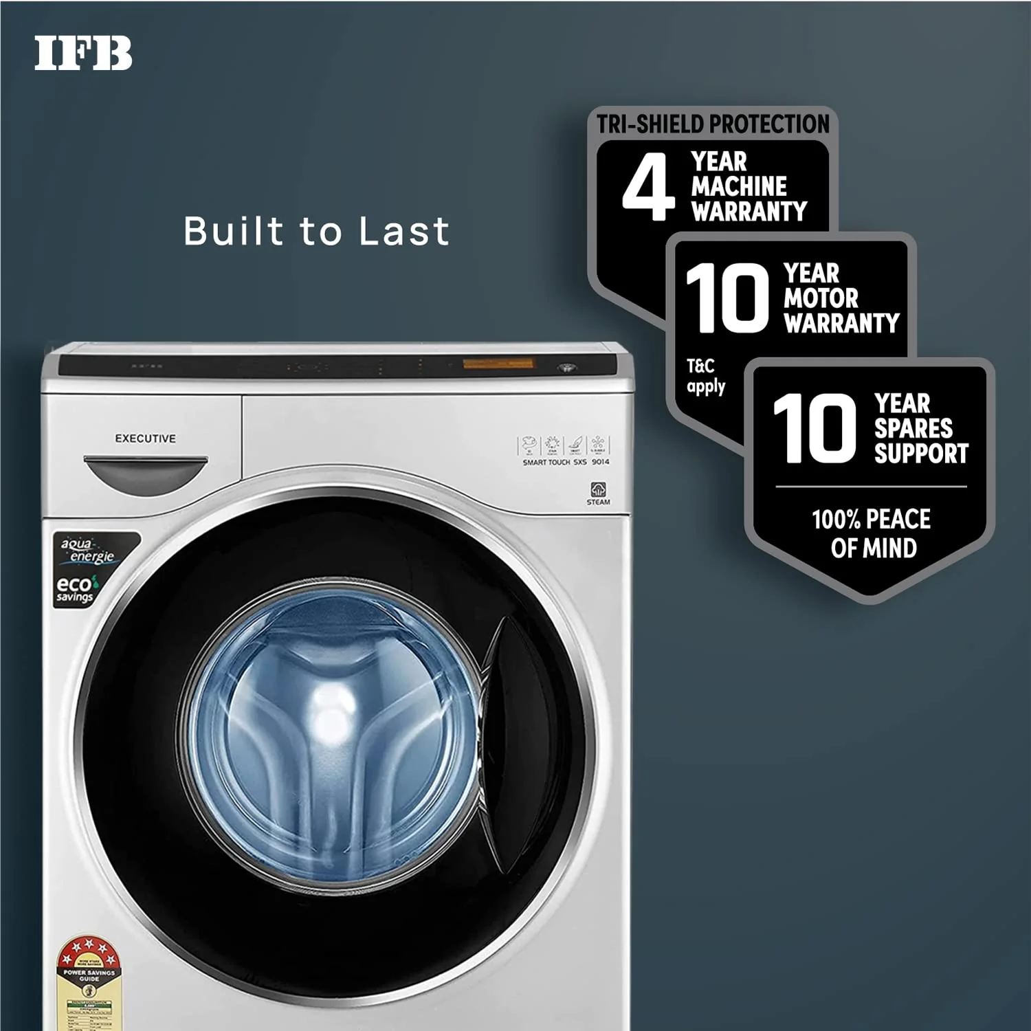 IFB 9 Kg 5 Star Front Load Washing Machine 2X Power Steam (EXECUTIVE SMART TOUCH SXS, Silver, O2 Bubble Wash, 4 years Comprehensive Warranty) - Image 6