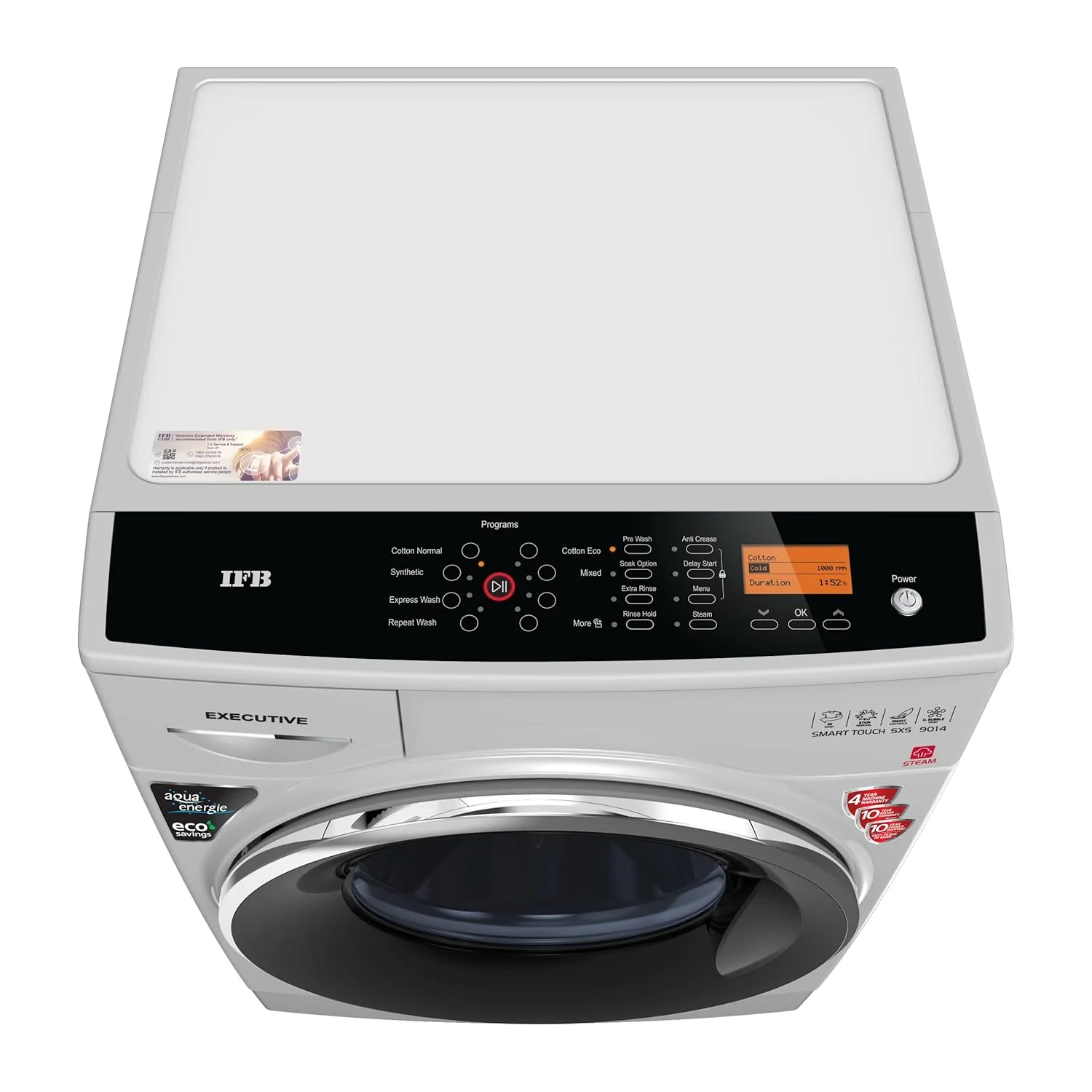 IFB 9 Kg 5 Star Front Load Washing Machine 2X Power Steam (EXECUTIVE SMART TOUCH SXS, Silver, O2 Bubble Wash, 4 years Comprehensive Warranty) - Image 7