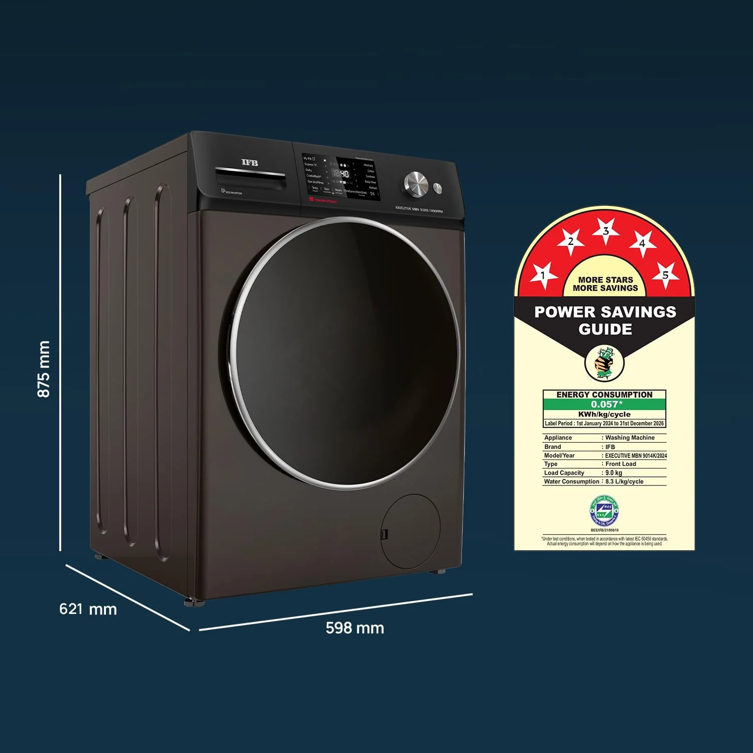 IFB  5 Star Powered by AI with 9 Swirl Wash, WiFi, Fully Automatic Front Load Washing Machine (Executive MBN 9014K CMS , Steam Refresh Program with Eco Inverter, Mocha) - Image 2