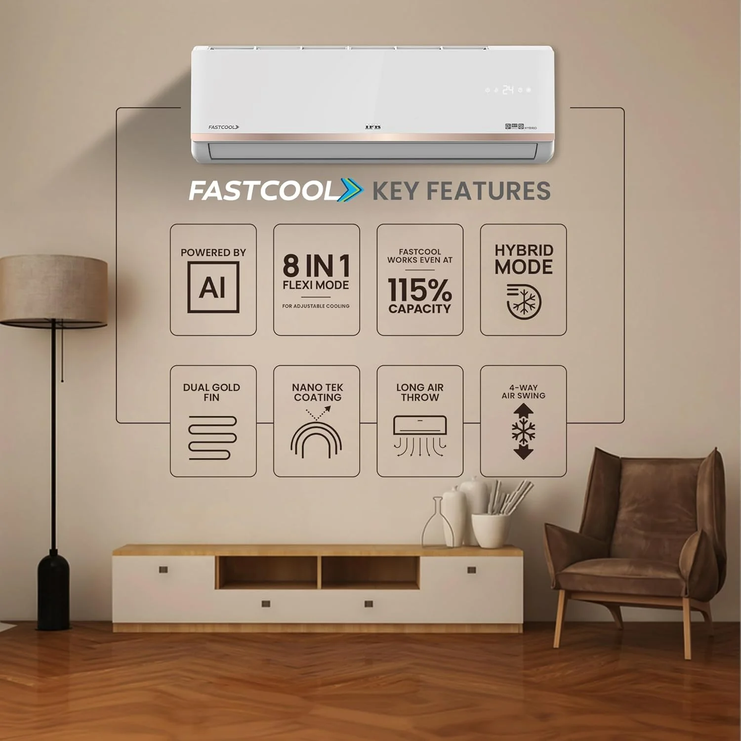 IFB Fastcool 1 Ton 5 Star Air Conditioner with Self Clean Technology | GN Pro-Series ,CI145GN21RGN1 - Image 2